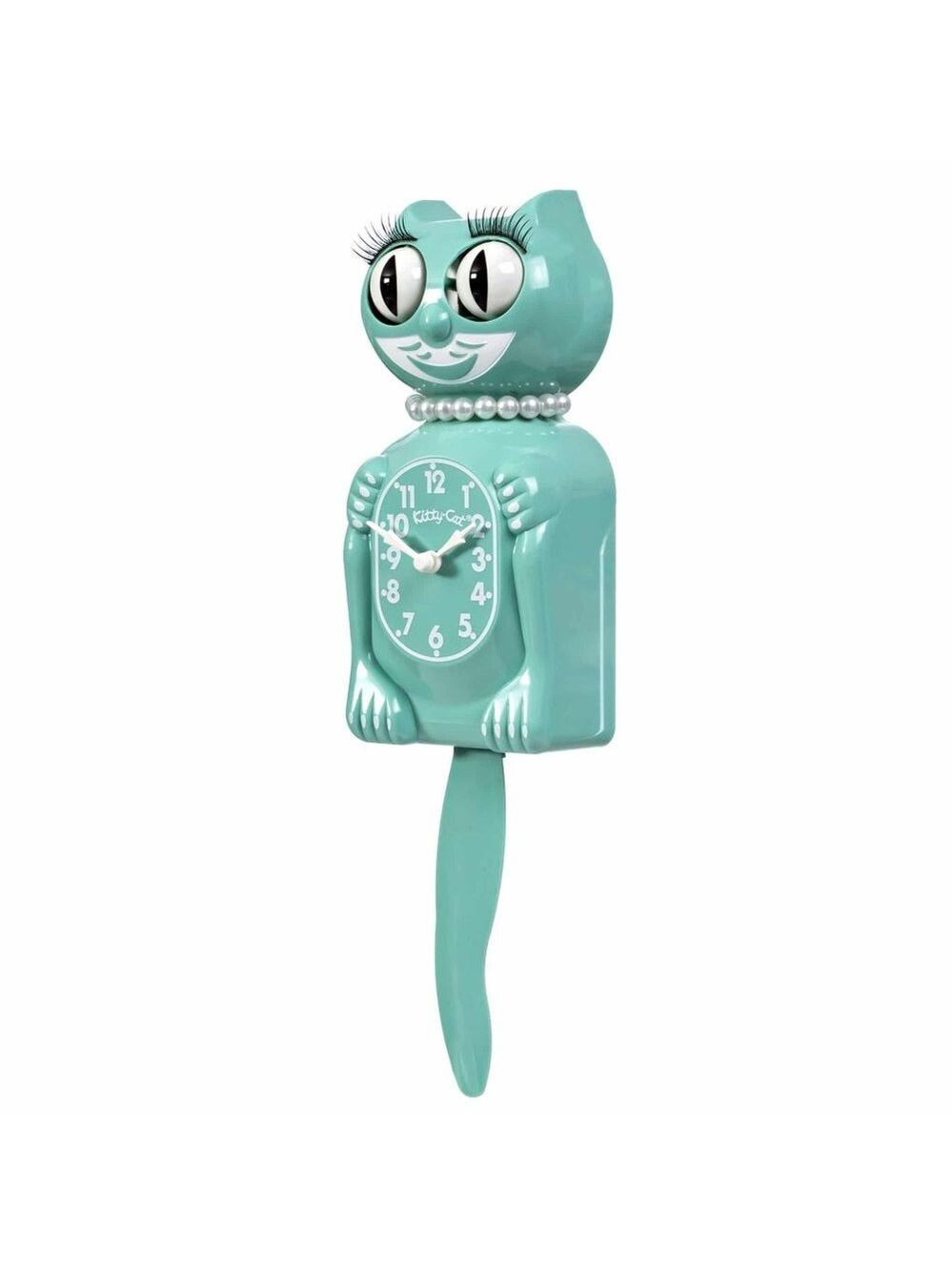 Ocean Waves Green Miss Kitty-Cat Kit-Cat clock Kat Klock - Picture 2 of 4